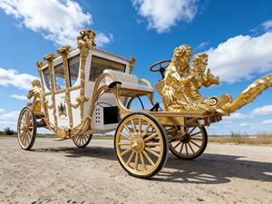 Chariot de Mariage Royal de Luxe à Vendre – Transport Spécialisé Traîné par des Chevaux – Offre Exceptionnelle - Product Image 1
