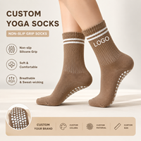 Chaussettes de Pilates personnalisées antidérapantes, chaussettes de yoga antidérapantes avec grip en silicone, logo personnalisé, OEM, faible MOQ, fabrication en usine