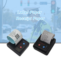 Printer Thermal Mini 58mm Portabel Nirkabel Bluetooth untuk Ponsel, Pencetak Struk & Label