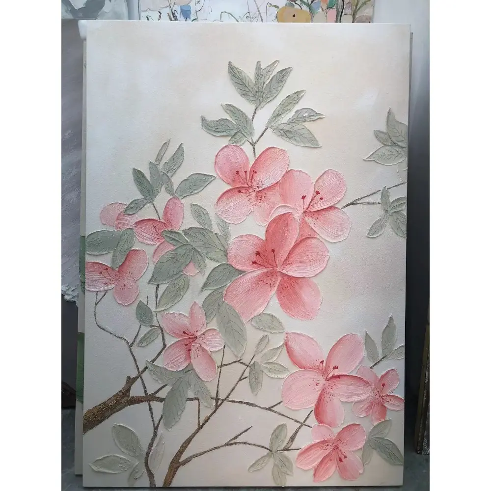 लिविंग रूम और घर की सजावट के लिए 100% हाथ से चित्रित फूलों की मोटी बनावट वाली अमूर्त पेंटिंग