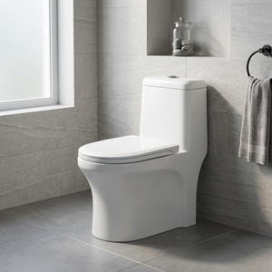 WC monobloc en céramique à siphon en S, à fixation au sol, à chasse directe, pour salle de bain européenne - Product Image 3