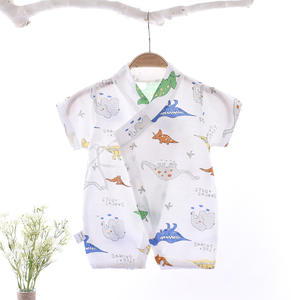 Pelele infantil de verano ligero Unisex transpirable tejido de algodón estampado estilo coreano bebé gateando Kimono con mangas cortas - Product Image 3