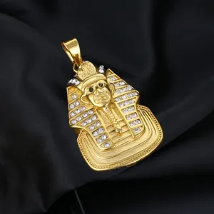 Iced Out Cz Hommes Roi Égyptien TUT Pharaon Pendentif Or Copte Ankh Croix Charme Jésus Pièce Bijoux Lion Pendentif <span class=keywords><strong>Punk</strong></span> <span class=keywords><strong>Rock</strong></span> - Product Image 1