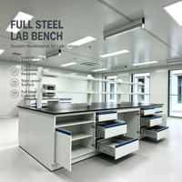 Tables et comptoirs de laboratoire en acier résistant aux acides et aux alcalis, design modulaire moderne pour usage commercial dans les hôpitaux, les écoles et les laboratoires de recherche