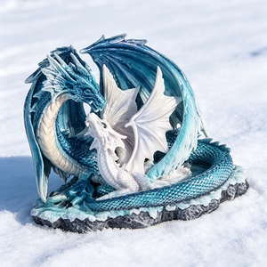 Statuetta in Resina Fatta a Mano della Famiglia di Draghi di Ghiaccio, Statua di <span class=keywords><strong>Creatura</strong></span> Mitologica Fantastica, Regalo Decorativo da Collezione per Appassionati di Draghi e Fantasia - Product Image 4