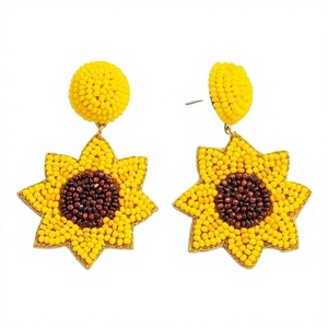 Pendientes Colgantes con Cuentas de Girasol, Diseño Bohemio y Elegante para Mujer, Forma de Flor Amarilla, Joyería para Fiestas y Bodas - Product Image 1