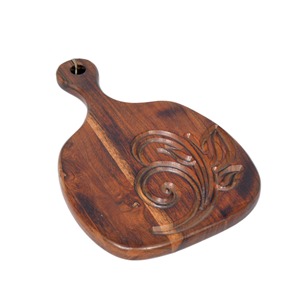 Planche à découper ronde en bois d'acacia créatif avec motif gravé Nouvel article de cuisine avec poignée pour servir et hacher la pizza - Product Image 2