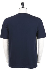 T-shirt en coton bleu marine pour homme, manches courtes, col rond, séchage rapide, coupe ajustée, design solide, tissu tricoté 100% - Product Image 4