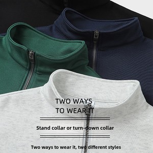 Giacca da Lavoro Monocolore con Zip <span class=keywords><strong>Senza</strong></span> <span class=keywords><strong>Cappuccio</strong></span>, Colletto Alto, Resistente, Autunnale, Abbigliamento Uomo, Felpa Sportiva Nera - Product Image 4