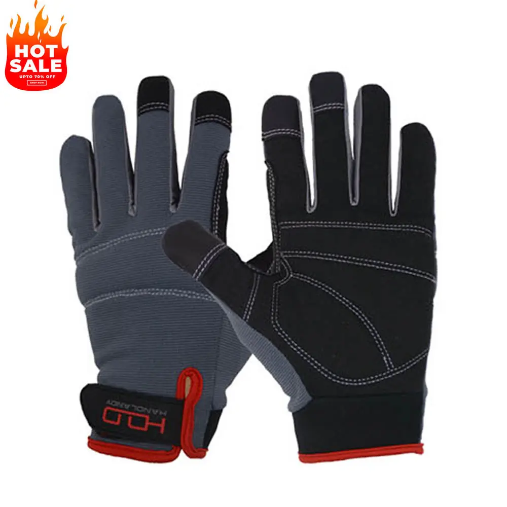 CE EN388 Microfiber Foam Padded Palm Touch Screen Custom Mechanic construction protection hand safety Work Gloves