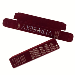 Scatola per imballaggio lucidalabbra laminato in feltro bordeaux di altissima qualità scatola per rossetto floccato in velluto opaco Premium - Product Image 5