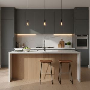 Gabinetes de <span class=keywords><strong>Cocina</strong></span> Modernos, Delgados, Estilo Shaker, Hechos a Medida, Impermeables, de Lujo Premium, con Fregadero - Product Image 1