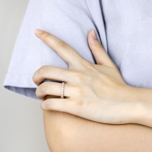 Anillo de Compromiso de Plata de Ley 925 para Mujer, Geometría Triangular, Chapado en Oro Rosa, Chapado en Rodio, Engaste de Puntas, Certificado CMA, Regalo - Product Image 3