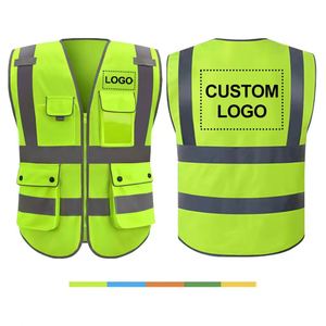 Chaleco de Seguridad Reflectante Personalizado con Bolsillos para Ropa de Trabajo Nocturna y Logotipo - Product Image 1