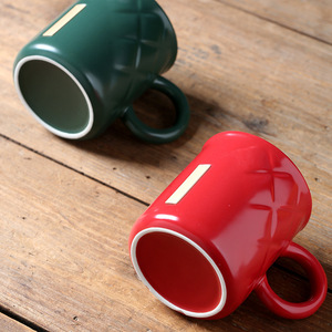 Taza de cerámica cuadrada, taza de cobre, roja, verde, de color sólido, para regalos. - Product Image 2