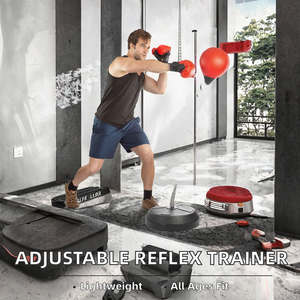 Sac de frappe réflexe réglable avec ressort de rebond, entraîneur de vitesse de boxe sur socle pour exercices à domicile - Product Image 2