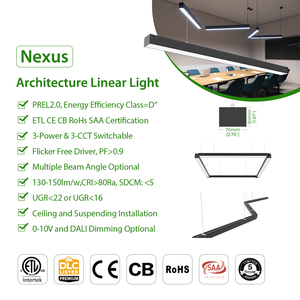 Đèn <span class=keywords><strong>Led</strong></span> Tuyến Tính Treo Lơ Lửng Đèn <span class=keywords><strong>Led</strong></span> Tuyến Tính Nhôm Văn Phòng 200-240Vac Dải Đèn Tuyến Tính Treo Tường - Product Image 2