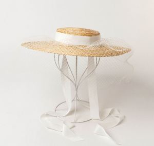 CLN612601 Sombreros de Paja de Trigo al por Mayor con Ala Ancha y Velo para Mujer, Sombrero de Playa, Sombrero Turístico, Sombrero para el Sol - Product Image 4