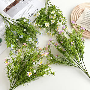 Bouquet de fleurs artificielles Gypsophile en soie, haute simulation, pour décoration intérieure et accessoires de mariage, Blanc, Violet, Bleu, Rose, Jaune - Product Image 1