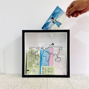 Vente chaude pas cher prix 6x6 pouces blanc noir bois naturel couleur <span class=keywords><strong>profondeur</strong></span> 3 <span class=keywords><strong>CM</strong></span> voyage billet d'avion Collection ombre boîte cadre - Product Image 3