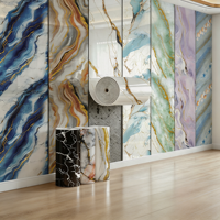 Autocollants muraux modernes effet marbre, imperméables, antibactériens, anti-poussière, papier peint adhésif pour salle de bain, décoration intérieure