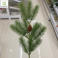 Tige d'arbre de pin artificiel, feuillage décoratif de Noël, plantes artificielles avec cône de pin