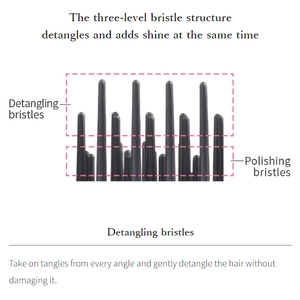 Japanese heart detangling hair brush shine anti <b>tangle</b> scalp massage 3 layer pins portable cover rose gold premium hair care - Product Image 3