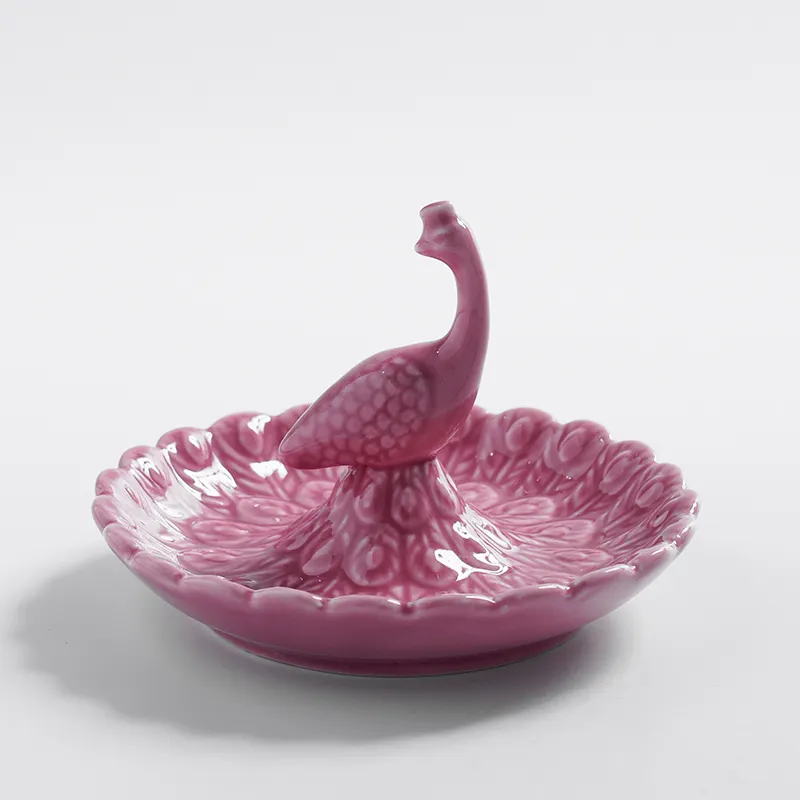 Popular Flamingo Casamento Decorativo FaithLove Anel Trinket Bandeja Rosa Cerâmica Anel Jóias Prato Para Personalizado