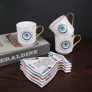 Turkish Eye Black <b>Tea</b> <b>Cup</b> and Saucer Ceramic Coffee <b>Cup</b> <b>Set</b> White and Golden Line Afternoon <b>Tea</b> <b>Set</b> Ceramic Mugs <b>Tea</b> <b>Cup</b> - Product Image 2