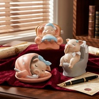 Figurines d'animaux en résine écologiques peintes à la main Roogo à bas prix, design confortable et décontracté, mini figurines pour cadeau