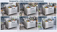 Table de cuisine commerciale certifiée CE, autonettoyante, capacité 800 kg, avec portes coulissantes et plan de travail en acier inoxydable pour salle à manger