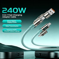 Source Factory 240W Lampu Silikon Cair Empat-dalam-Satu dengan Layar Digital Pengisian Cepat USB-A/Type-C untuk Kabel Data