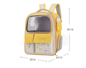 Pet <b>Backpack</b> Carrier Transparent Oxford Breathable Zipper Closure Yellow Gray for <b>Cats</b> - Product Image 6