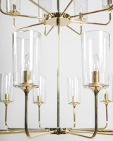 Lustre moderne à deux niveaux en laiton et verre transparent pour villa, salon, grande suspension rétro américaine style bougie pour escalier haut