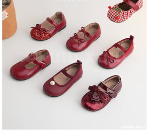 Scarpine <span class=keywords><strong>Rosse</strong></span> da Principessa per Bambine, Stile Foresta, Scarpe Mary Jane con Paillettes per Feste e Uso Quotidiano - Product Image 3