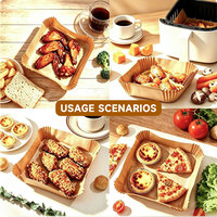 Papier de cuisson jetable carré pour friteuse à air, double face, enduit de silicone, antiadhésif, résistant à l'huile, non toxique, compatible four, écologique