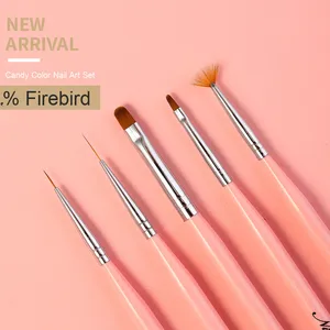 Gradient Acrylic Handle Nail Art Brush <b>Set</b> <b>Crimped</b> Ferrule Flat Smudge Liner Pens for Gel Decoration - Product Image 2