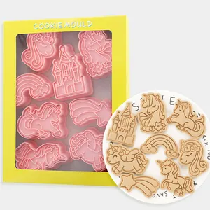 8 cái công cụ làm bánh DIY Biscuit bánh khuôn nhựa utensilios de cocina Unicorn Cookie tem cho trẻ em DIY Baking phụ kiện