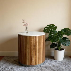 Living Room Furniture Wood Center <b>Marble</b> <b>Top</b> <b>Side</b> <b>Table</b> for Home Decor - Product Image 2