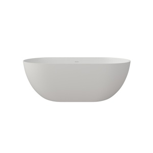 Baignoire autoportante ronde en pierre composite à débordement avec étagère en acrylique pour villa, finition blanc mat, direct usine - Product Image 4