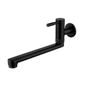 Wall Mounted Single Handle 304 Stainless Steel Kitchen Faucet With Extended Spout And 360 Degree Rotation - Product Image 3