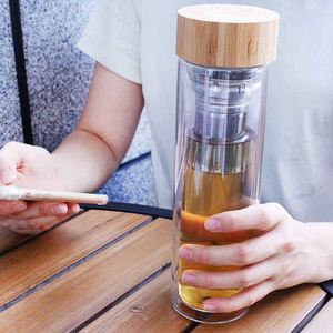 Gobelet isotherme avec bouchon en liège, verre double paroi en borosilicate de haute qualité - Product Image 1