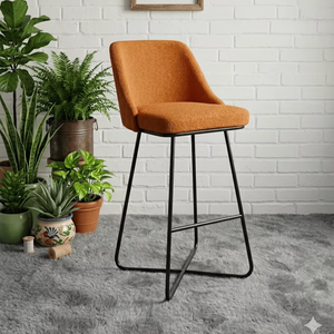 Luxury Suede Fabric Bar Chair with Metal Frame Bar <b>Stool</b> for Kitchen Counter Furniture - Product Image 1