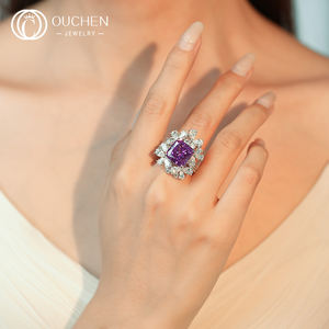 Оушен, фиолетовые кольца из циркония, в форме цветка, 18 карат, 14 карат, 9 карат, золотые украшения для женщин, известный бренд - Product Image 5