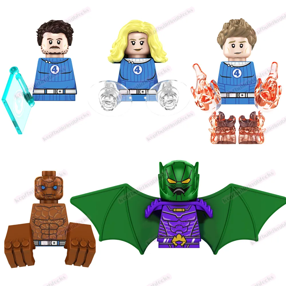 Tp1022 Fantastische Vier Superhelden Ding Menselijke Fakkel Onzichtbare Vrouw Mr. Fantastisch Annihilus Bouwsteen Figuur Plastic Speelgoed