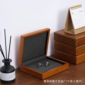 Solid Wood <b>Ring</b> <b>Box</b> Square Walnut Color Jewelry Storage Display Case Customizable - Product Image 5