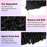 Extensions de cheveux humains en crochet à pointe plume, 100% vierges non traitées, cheveux brésiliens couleur naturelle, vente en gros