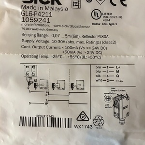 Interruptor Fotoeléctrico SICK GL6-P4112 24 V, Sensor de Metal, Alcance de 0-3 m, Uso Industrial - Product Image 4