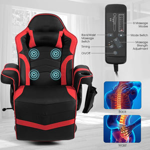 Silla de Computadora Ajustable de Cuero PU Negro Personalizada al por Mayor, Silla Gamer con Masaje Reclinable para Juegos de PC - Product Image 6
