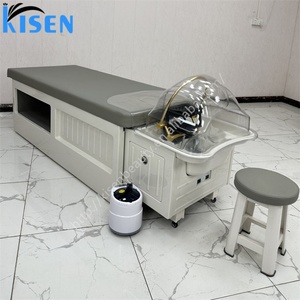 KISEN Lit de lavage de cheveux professionnel avec bac à shampoing, table de massage, fonction spa, thérapie capillaire chauffante et lit de pédicure - Product Image 1